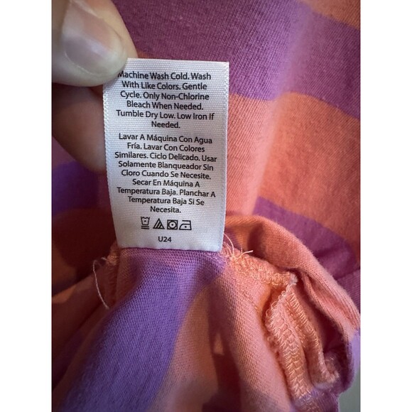 Time And Tru Women's 100% Cotton TShirt SMidi Dress Orange Stripe Size L 12-14 - Picture 5 of 8